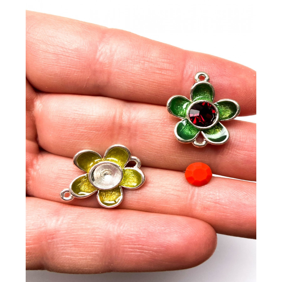 10pcs Flower charms and strass set