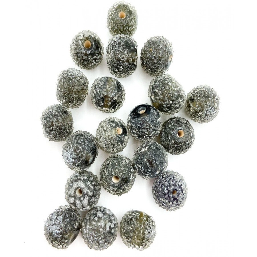 Indian glass beads 20pcs 10mm grey