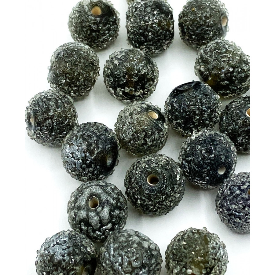 Indian glass beads 20pcs 10mm grey